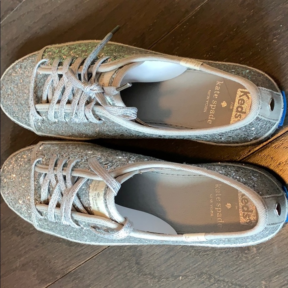 Kate spade kick glitter silver keds